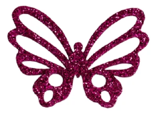 BORBOLETA VAZADA CONJUGADA EFEITO GLITTER ROSA (10 UNIDADES