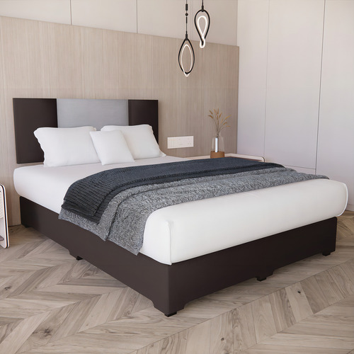 Cama clásica Cima Roma individual color gris fabricada en lino