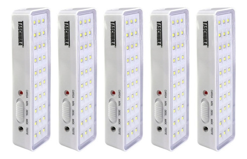 Kit 5 Luminária De Emergência Led Automática Recarregável Cor Branco (100-240V)