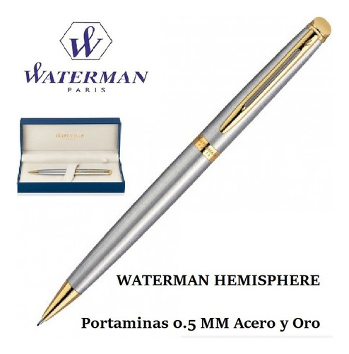 Waterman Hemisphere Portaminas Acero Y Oro 0.5 Mm