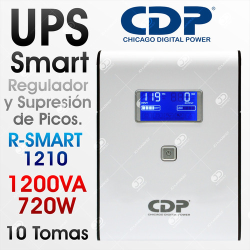 Ups Interactiva Cdp R-smart 1210, 1200va/720w, 10 Tomas, Lcd