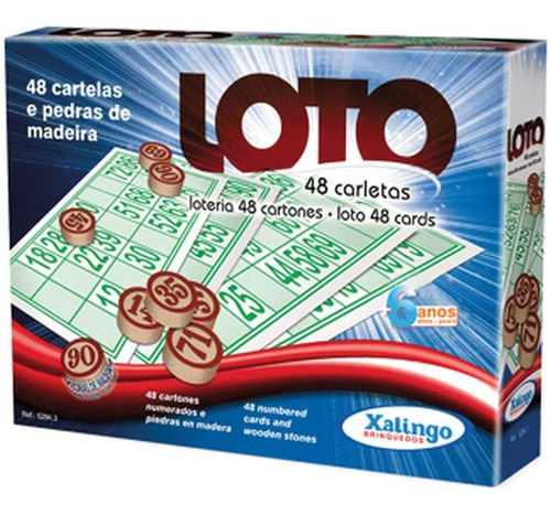 Loto Formato Bingo 48 Cartões Xalingo Pedras Em Madeira