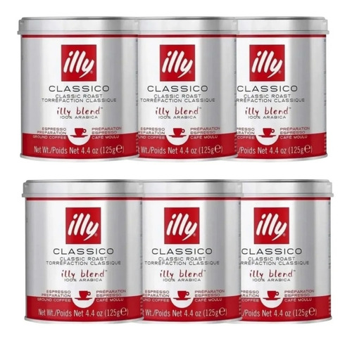 Café Illy Molido Clásico Lata Pack X 6  X  125g. --