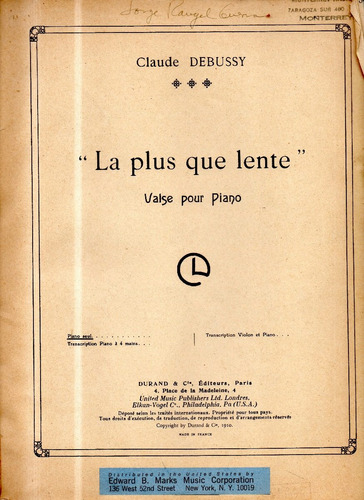 La Plus Que Lente  Claude Debussy Partitura