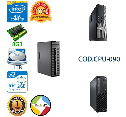 Cpu Core I5 4ta Cuarta 8gb 1tb Hp Dell Lenovo Slim Torre