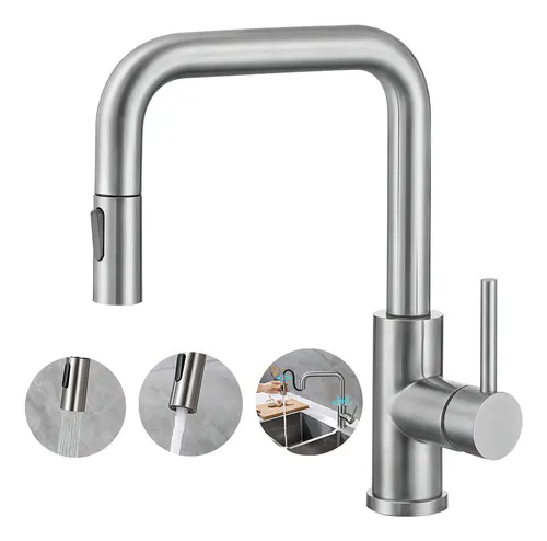 Torneira Gourmet Cozinha De Pia Bancada Cozinha Misturador Monocomomando Inox Aço Escovado
