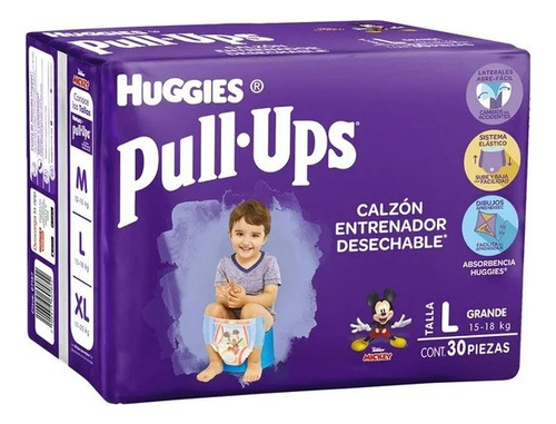 Calzón Entrenador Huggies Pull-ups Talla Grande Niño 30 Pzas