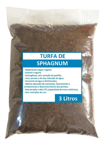 Turfa De Sphagnum Sphagnotec 3 Litros - Substrato P/ Plantas