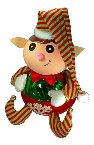 Duende De Santa Navideño Esfera Artesanal Con Luces Navidad