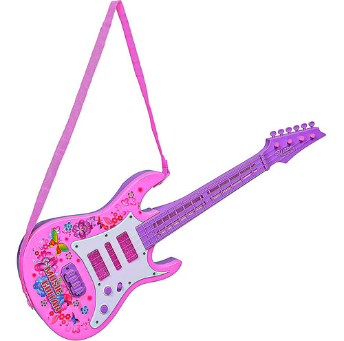Guitarra Infantil Com Alça Luz E Som Presente Para Meninas