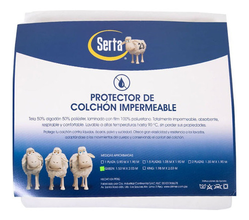 Protector De Colchón Impermeable 1.5 Plazas Serta