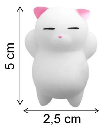 3 Squishy Mochi Gatito + Huella Peluda - Antiestres C/huella Peluda Blanca/rosada