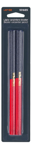 Lápiz Bicolor C/2 Pzas, 18cm Grueso Carpintero Truper 101685