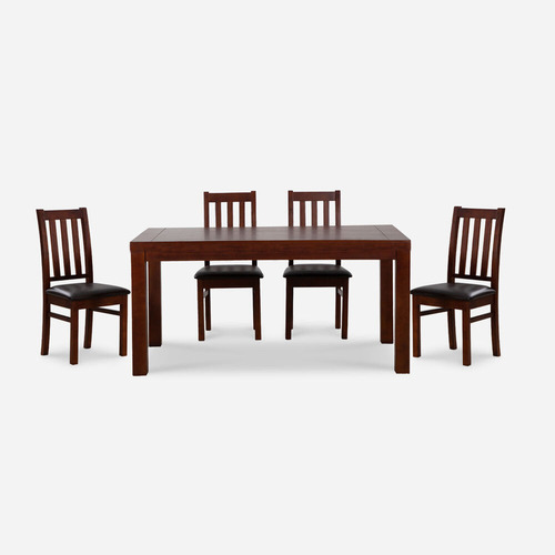Comedor Ñuble Caramelo 6 Sillas Tapiz Poliuretano Café