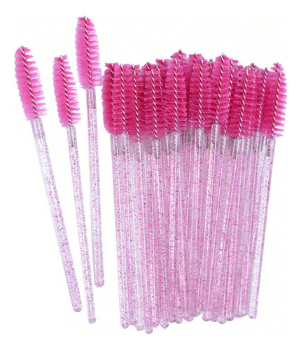 Pack 50 Cepillos De Pestañas Y Cejas Desechables Rosados Set
