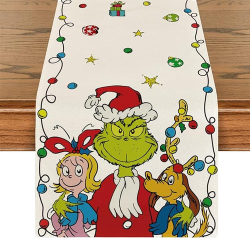 Camino De Mesa De Navidad Mantel De Grinchmas Año Nuevo Invi