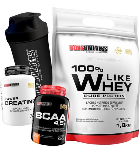 Whey Protein 1.8kg + Bcaa + Creatina + Shaker - Bodybuilders