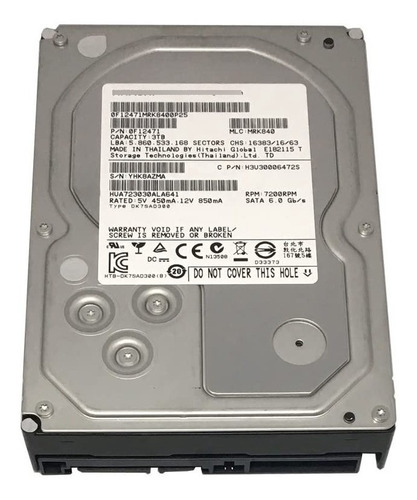 Disco Duro Hitachi 3 Tb Sata 3 7200 Rpm 3.5 Pulgadas