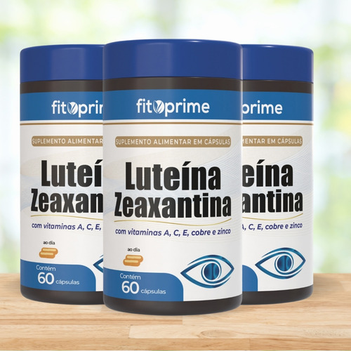 Kit 3 - Luteína 20mg com Zeaxantina 3mg Vitamina C 100mg Vitamina E 15mg Vitamina A 1200mcg Zinco 11mg Cobre 900mcg 60 doses Fitoprime