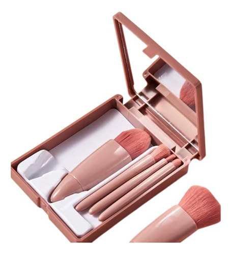 Kit Estojo De Bolsa Pincel Maquiagem Com Espelho