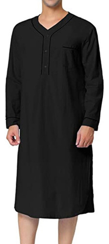 Vestido De Dormir Holgado Y Cómodo Con Botones En El Cuello