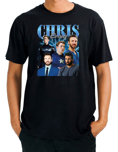 Camiseta Homenaje Chris Evans - Montaje De Roles En Algodón 