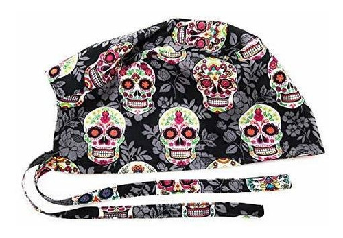 Sombreros - Scrub Hat Halloween Sugar Skulls Colorful Fabric