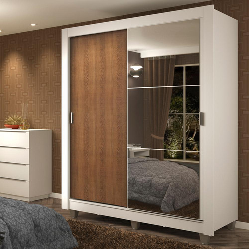 Ropero Closet Madesa Dallas Plus 1 Espejo Y Pies Bm 02 Color Blanco/marrón