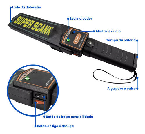 Detector De Metais Portátil Scanner De Segurança Manual Faca