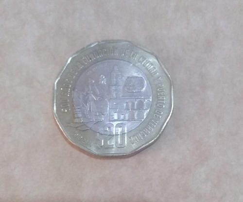 Moneda De 20 Conmemorativa 500 Años De Veracruz Rara 1 Tono