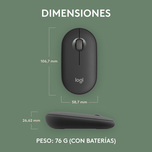 Logitech Pebble Mouse 2 M350s Inalámbrico Bluetooth, Grafito
