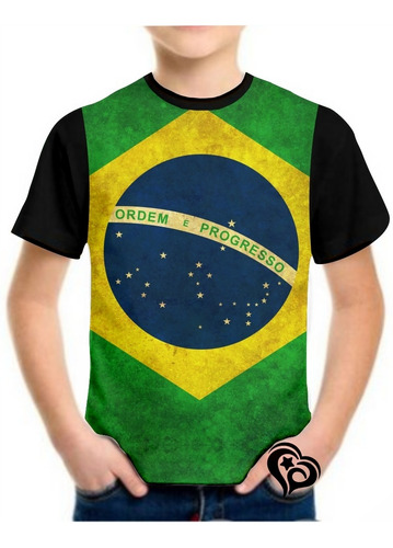 Camiseta Do Brasil Masculina Infantil Blusa Horizontal