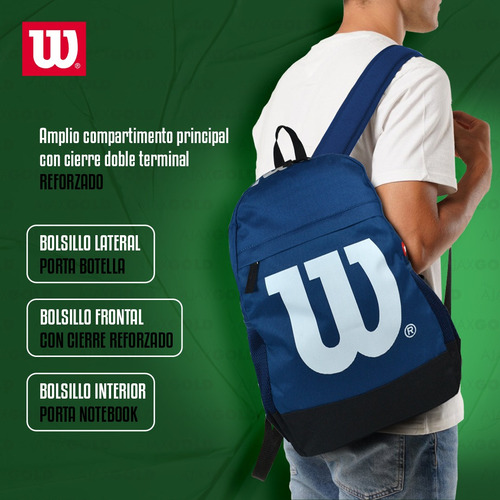 Imagen 4 de 10 de Mochila Wilson Porta Notebook Urbana Deportes Gym Reforzada