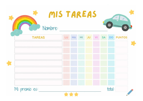 Tabla De Tareas Para Niños Magnético/ Chore Chart