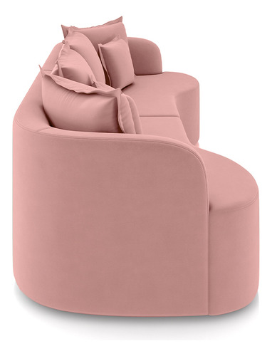 Sofá Decorativo Salinas 250cm Modulado Com Almofadas Veludo Cor Rosa Desenho Do Tecido Liso