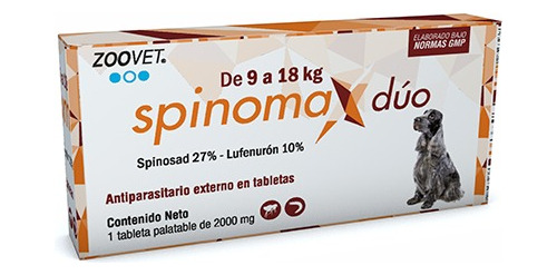 Antipulgas Spinomax Duo Perros 9 A 18kg 1 Tableta Saborizada