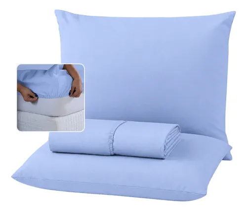 Jogo De Cama Queen 100% Algodão Percal 300 Fios 03 Peças
