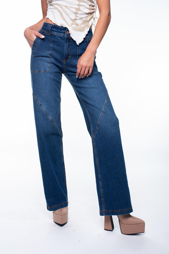 Jeans Mujer Efesis Jeans Maqui Cargo Pretina Elasticada Azul