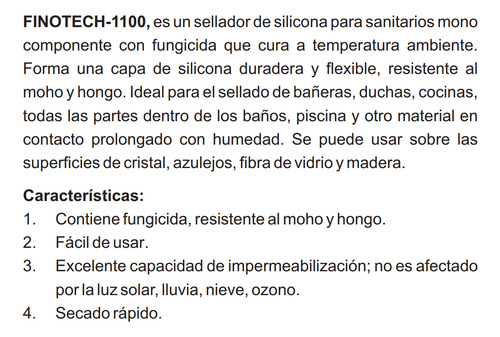 Silicon Acetico Antihongo Bañoconcina280mlfinotech1100blanco