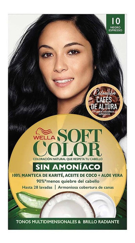 Kit Tinta Wella Professionals  Soft color Tinte de cabello tono 10 negro espresso para cabello