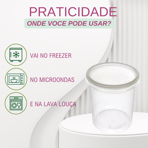 Potes Descartáveis Redondo 1500 Ml Freezer Microondas 24un