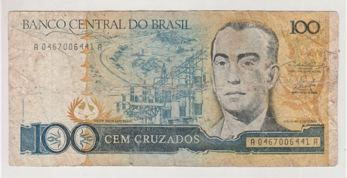 Billete Brasil 100 Cruzados Años 80´s (c85)