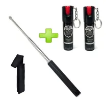 Comprar Bastón Retráctil Seguridad Personal + Gas Pimienta Police 22