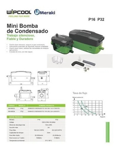 Bomba Condensado P32 110-220v Hasta 60000 Btu Wipcool