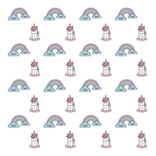 Viniles Decorativos Unicornios Y Arcoíris Plantilla 44pzs Color Multicolor
