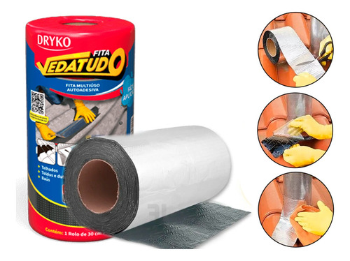 Imagem 2 de 5 de Manta Asfáltica Auto Adesiva Aluminizada - 30cm X 10m