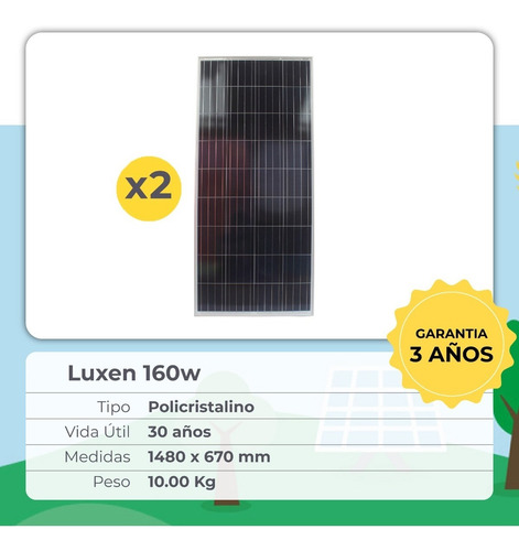Kit Solar Completo 1500w Onda Pura Con 2 Paneles De 160w K10