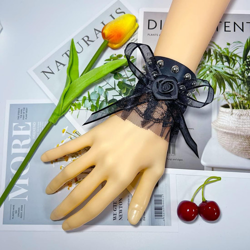 Pulsera Gótica De Encaje Negro Anillo De Dedo, Anillo ...