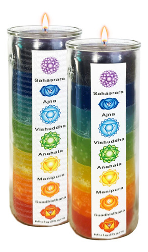 Veladora 7 Chakras Armonía Bienestar Meditación Aroma 2 Pack