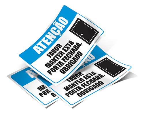 3 Adesivos De Atenção Com A Porta - Mantenha Fechada